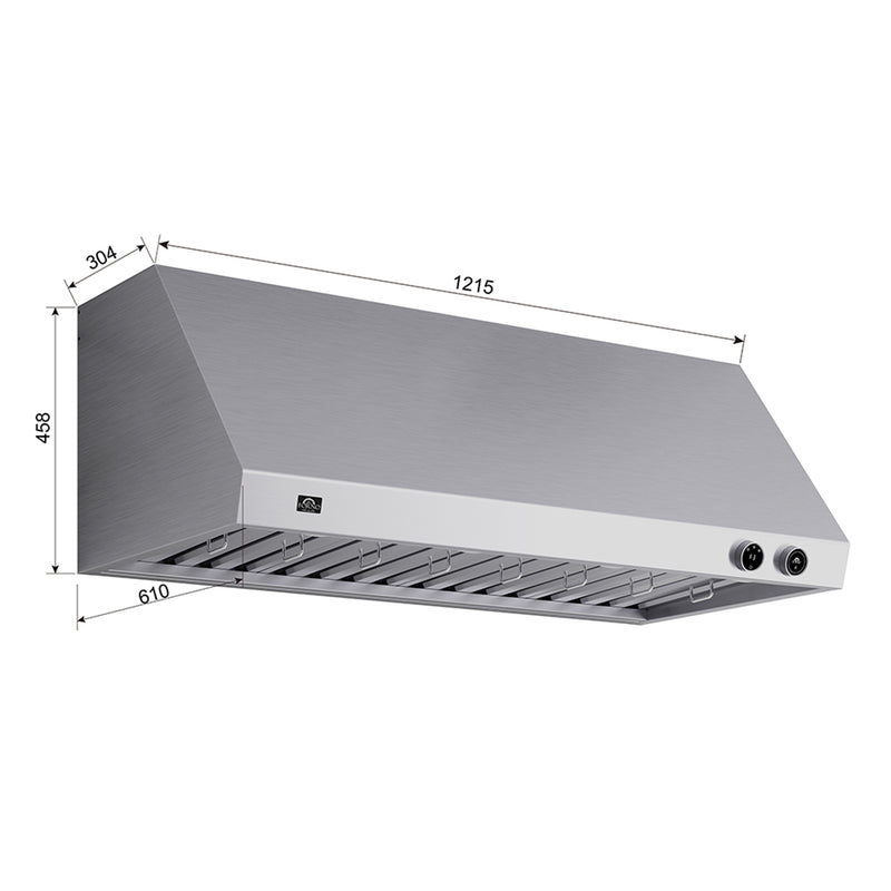 Forno Biagio 48" 1200 CFM Wall Mounted Range Hood in Stainless Steel, Baffle Filters, FRHWM5009-48