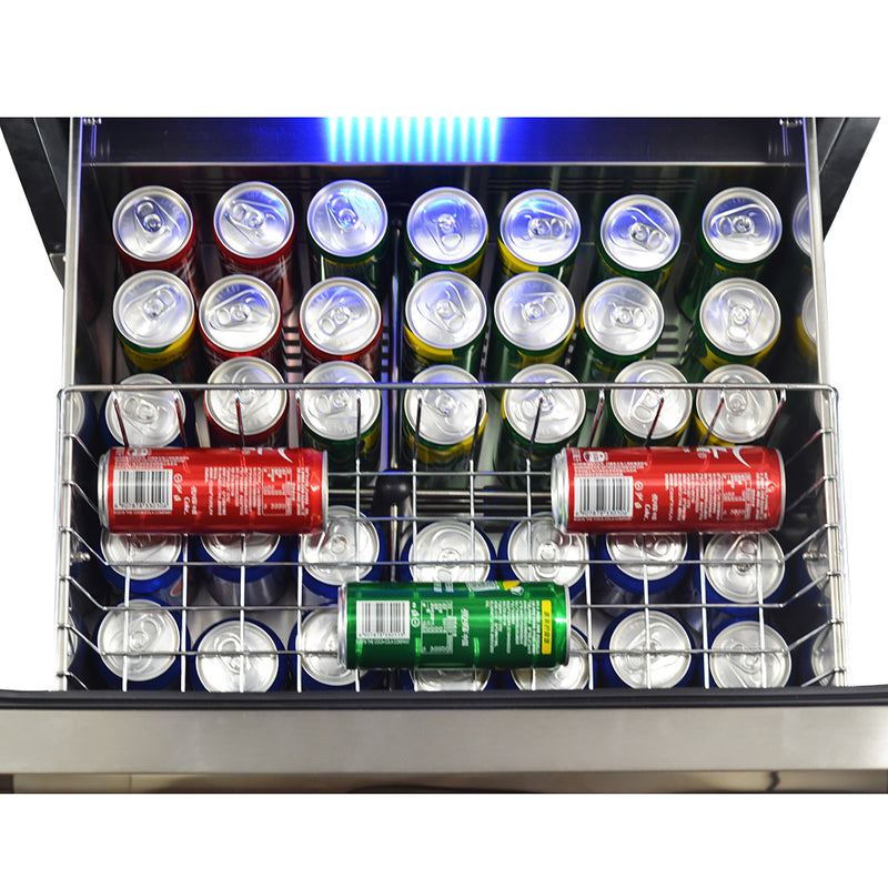 Forno 24" Freestanding Wine Cooler in Stainless Steel, Dual Temperature Zone, 108 Bottle Capacity, Two Refrigerated Drawers, FWCDR6628-24S