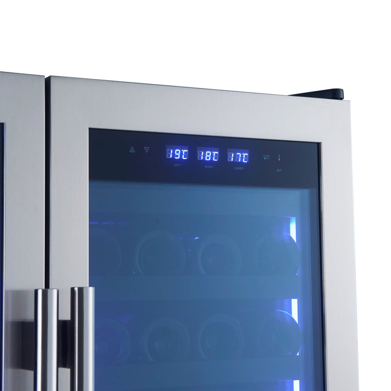 Forno Campania 32" Freestanding Wine Cooler in Stainless Steel, Dual Zones, 120 Bottle Capacity, 228 Can Storage, FWCDR6635-32S