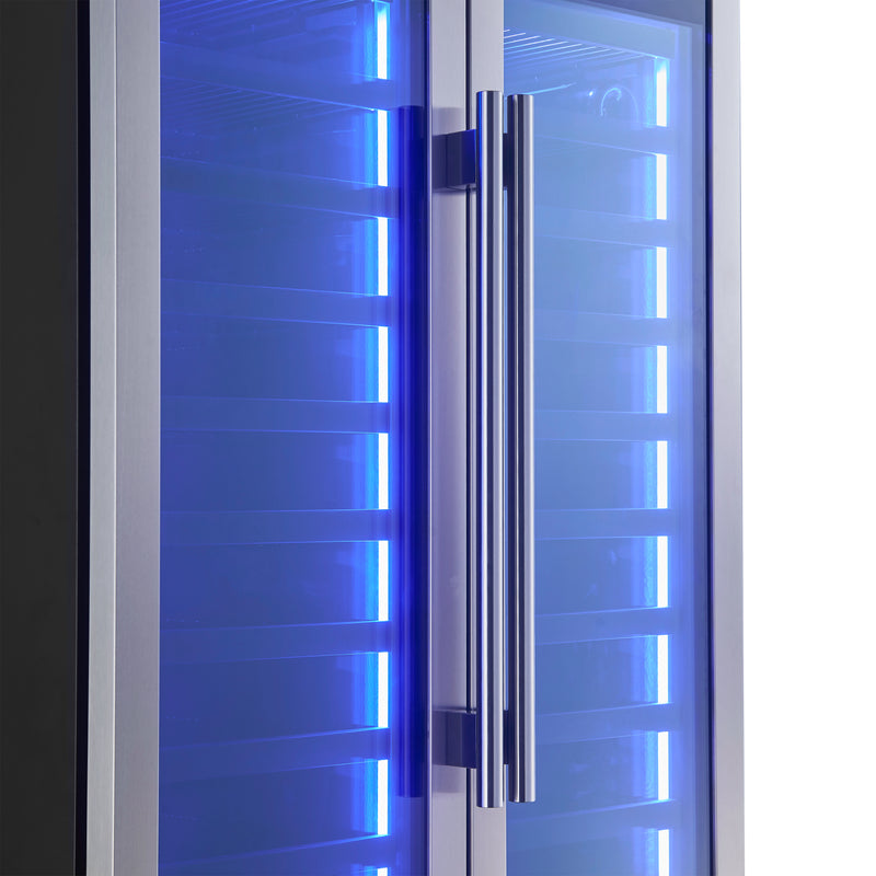 Forno Campania 32" Freestanding Wine Cooler in Stainless Steel, Dual Zones, 120 Bottle Capacity, 228 Can Storage, FWCDR6635-32S