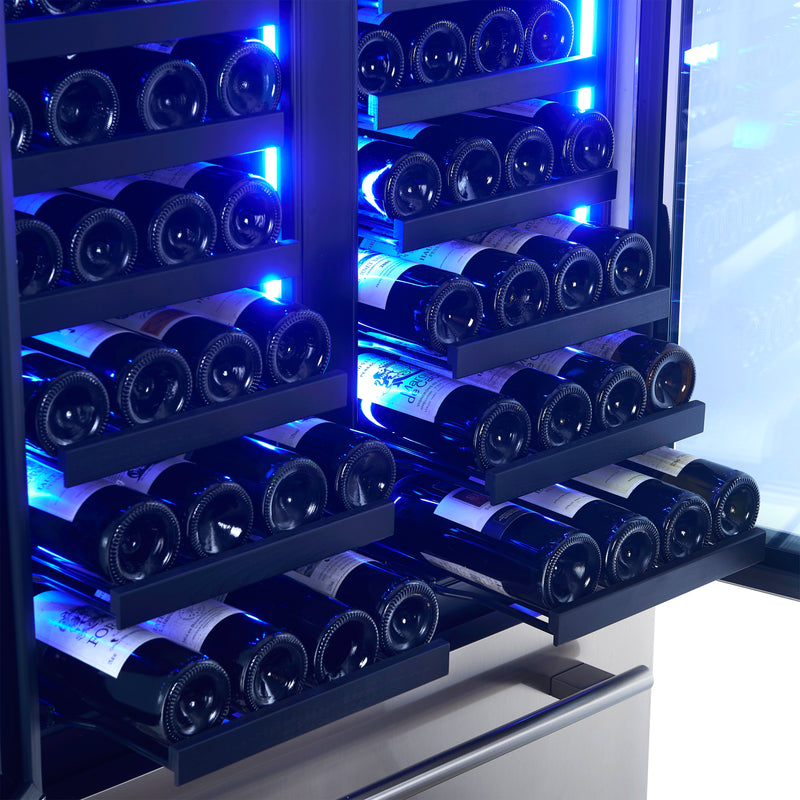 Forno Campania 32" Freestanding Wine Cooler in Stainless Steel, Dual Zones, 120 Bottle Capacity, 228 Can Storage, FWCDR6635-32S