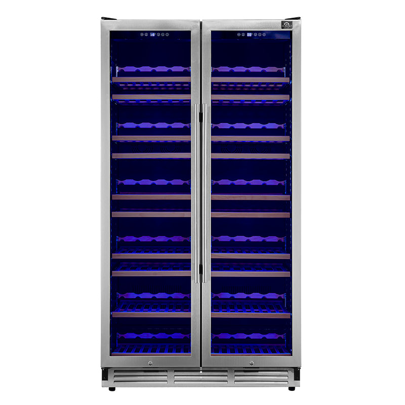 Forno Vernazza 40" Freestanding Wine Cellar, Dual Zone, 166 Bottle Capacity, UV Protection, FWCDR6642-40S