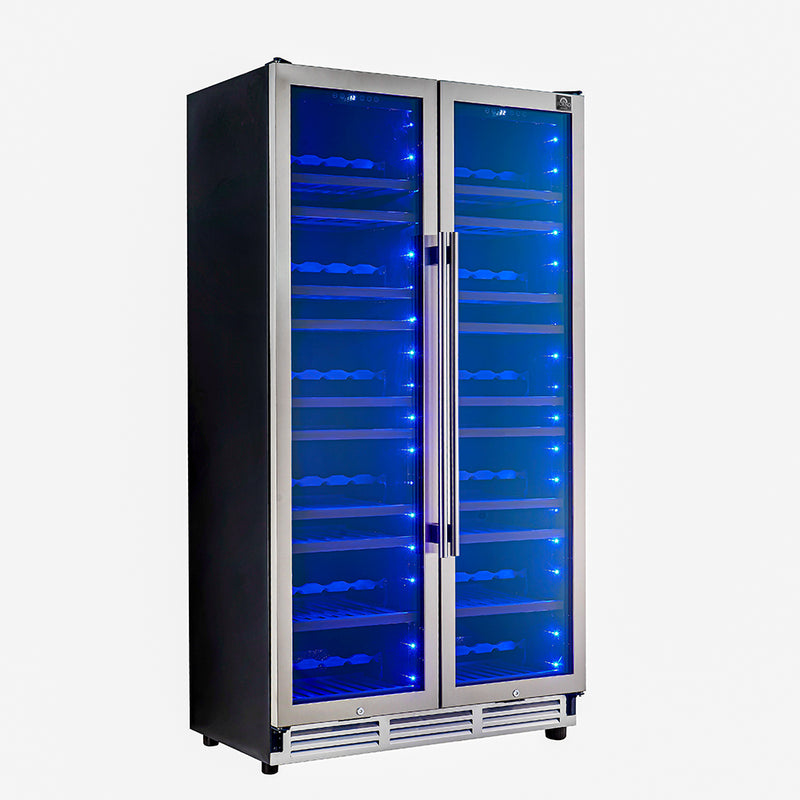 Forno Vernazza 40" Freestanding Wine Cellar, Dual Zone, 166 Bottle Capacity, UV Protection, FWCDR6642-40S