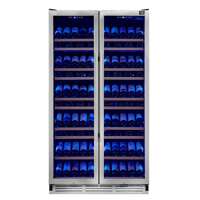 Forno Vernazza 40" Freestanding Wine Cellar, Dual Zone, 166 Bottle Capacity, UV Protection, FWCDR6642-40S