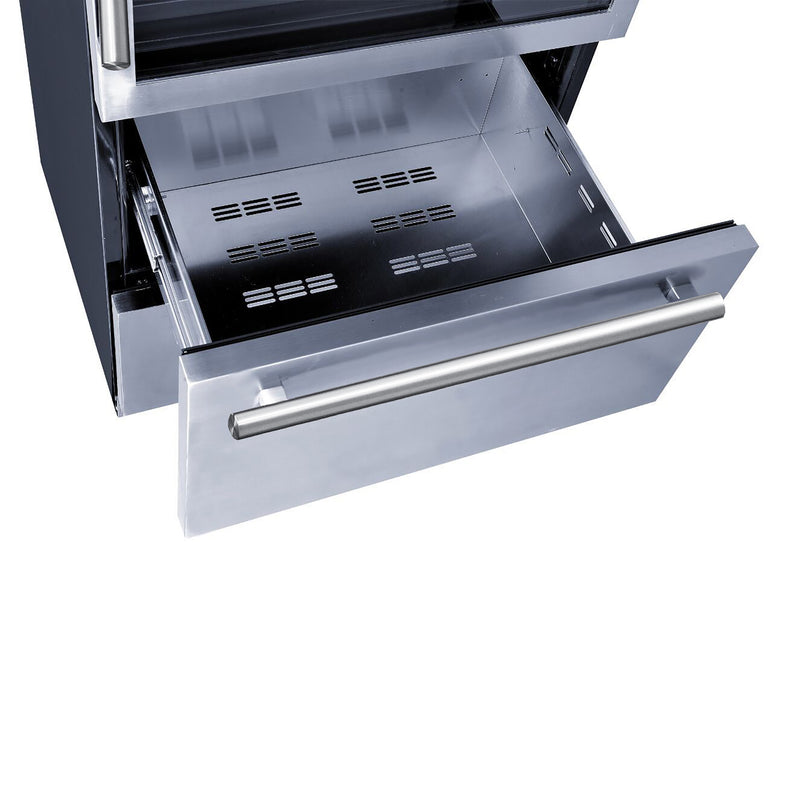 Forno Capraia 30" Freestanding Wine Cooler in Stainless Steel, Dual Temperature Zones, 144 Bottle Capacity, Two Refrigerated Drawers, FWCDR6661-30S