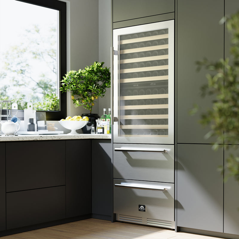 Forno Celano 30" Dual Zone Wine Cooler and Beverage Cooler in Stainless Steel, 21.3 cu.ft Capacity, 150 Bottle Storage, UV-Resistant Glass, FWCDR6697-30S