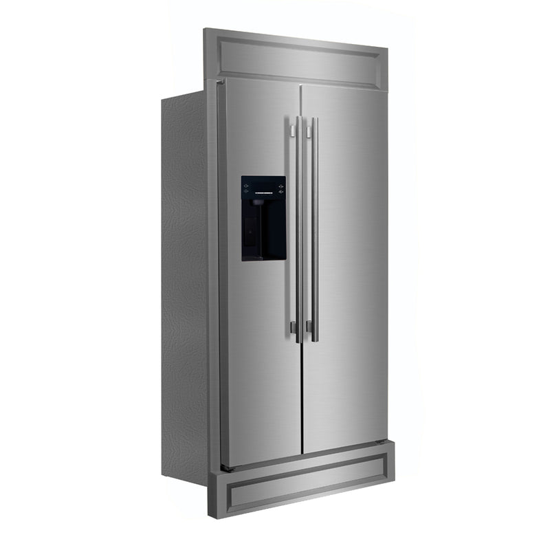 Forno Salerno 36" Freestanding Side-by-Side Refrigerator in Stainless Steel, 20 cu.ft Capacity, Ice & Water Dispenser, and Decorative Grill, FFRBI1844-40MG
