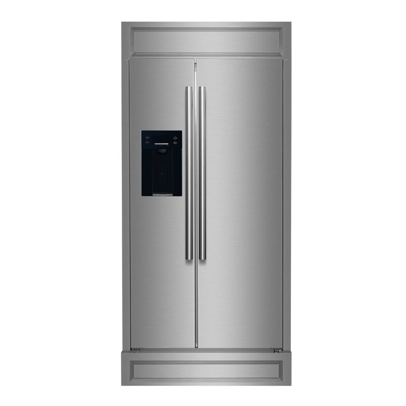 Forno Salerno 36" Freestanding Side-by-Side Refrigerator in Stainless Steel, 20 cu.ft Capacity, Ice & Water Dispenser, and Decorative Grill, FFRBI1844-40MG