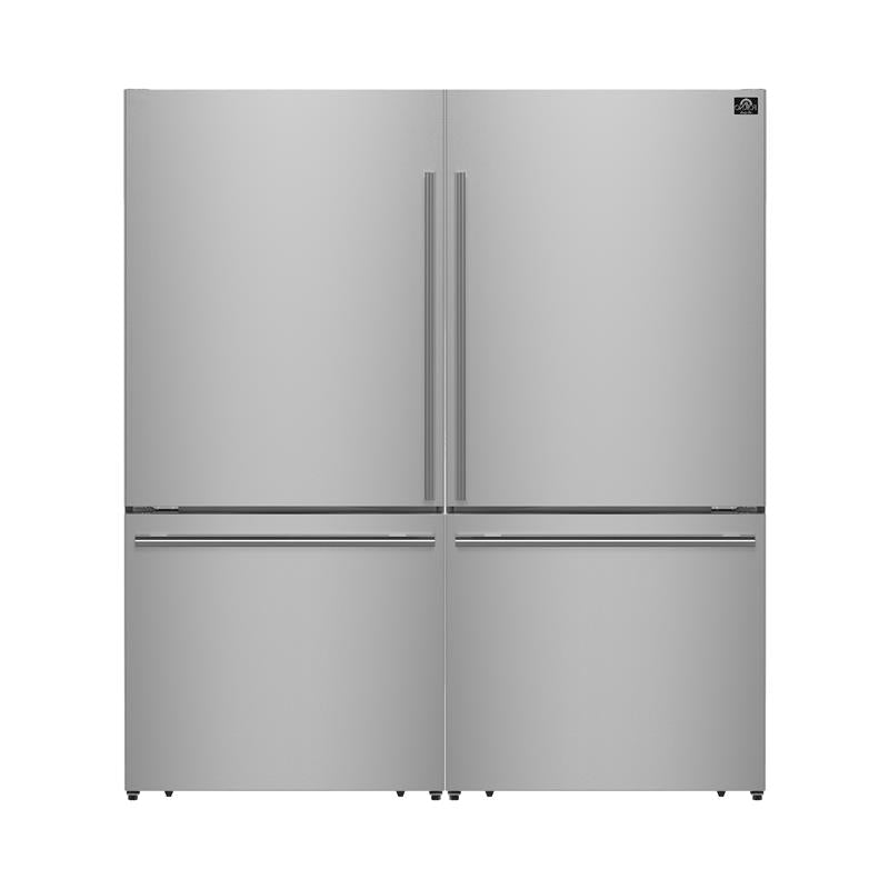 Forno Milano Espresso 62" Freestanding Dual Bottom Freezer Refrigerator in Stainless Steel with 34.4 cu.ft Capacity, Ice Maker, Digital Touch Control, FFFFD1787-60S