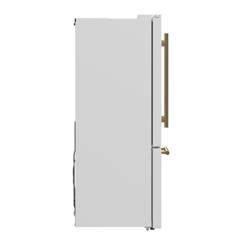 Forno Gallipoli 30" Freestanding French Door Refrigerator in White with 17.5 cu. ft. Capacity, Ice Maker, with Stainless Steel Handles, FFFFD1974-31WHT