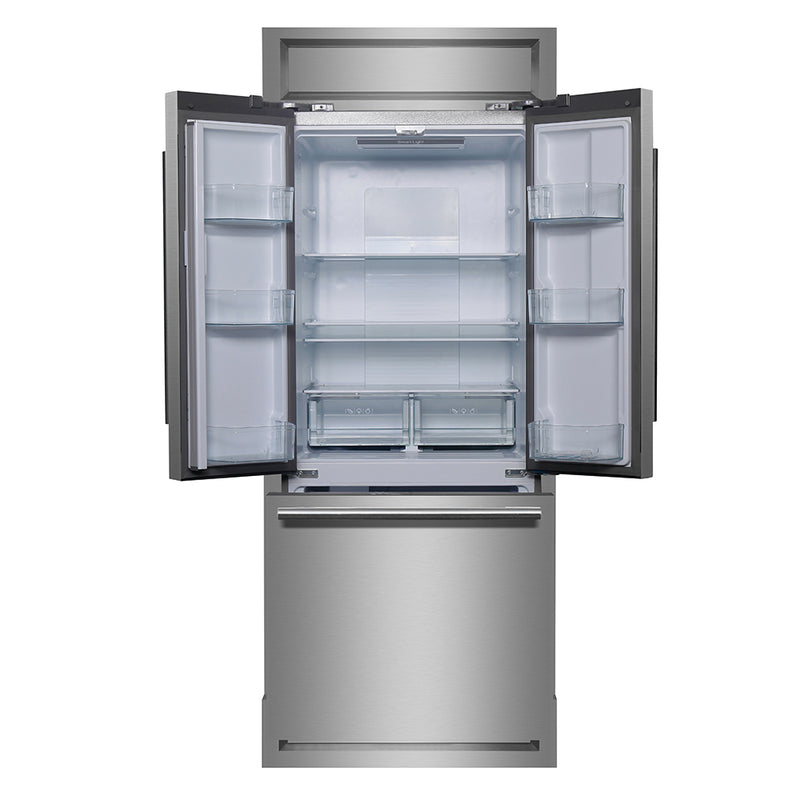 Forno Gallipoli 30" Freestanding French Door Refrigerator with 17.5 Cu. Ft. Capacity, Ice Maker, Decorative Grill, FFFFD1974-35MG