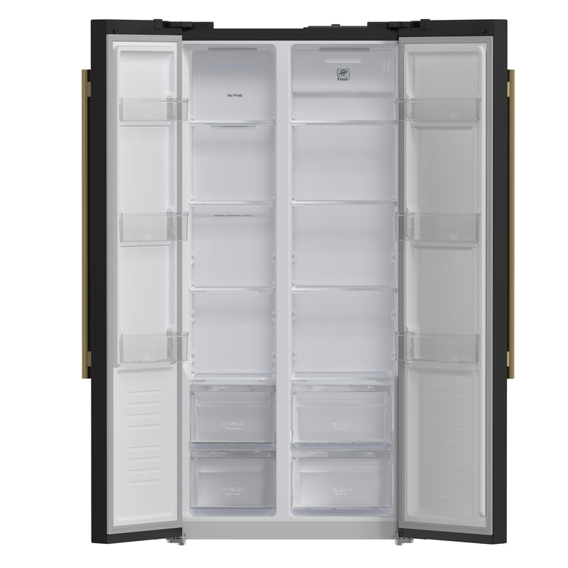 Forno Salerno Espresso 33" Freestanding Side-by-Side Refrigerator in Black, 15.6 cu.ft. Capacity with Stainless Steel Handles, FFRBI1805-33BLK