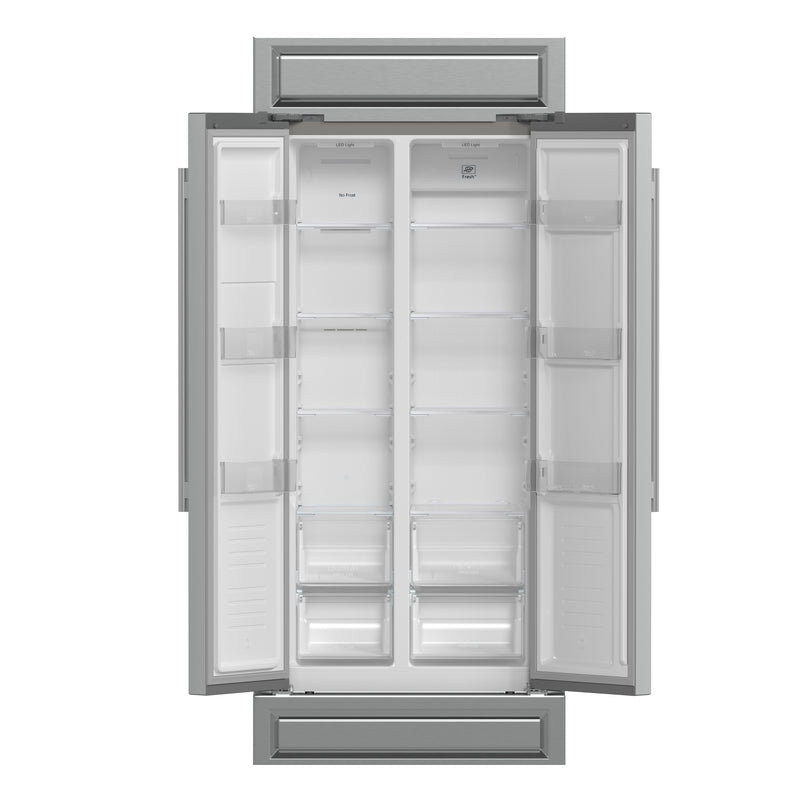 Forno Salerno 33" Built-in Side-by-Side Refrigerator in Stainless Steel, 15.6 cu.ft. with Modern Decorative Grill, FFRBI1805-37MG