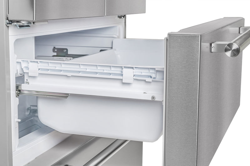 Forno Moena 36" Freestanding French Door Refrigerator in Stainless Steel, 19 cu.ft Capacity, Ice Maker, with Stainless Steel Handles, FFRBI1820-36SB