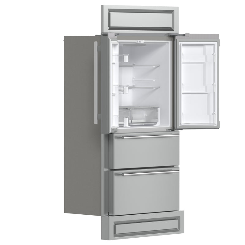 Forno Moena 36" Freestanding French Door Refrigerator in Stainless Steel with 19.2 Cu. ft. Capacity, Ice Maker, Modern Decorative Grill, FFRBI1820-40MG