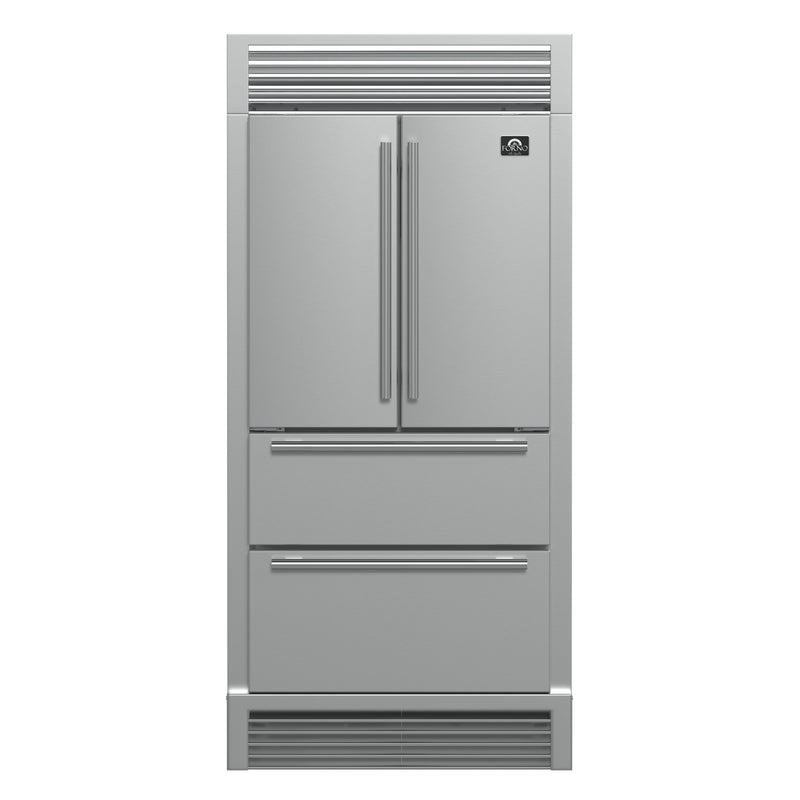 Forno Moena 36" Freestanding French Door Refrigerator in Stainless Steel with 19.2 Cu.ft Capacity, Ice Maker, FFRBI1820-40SG