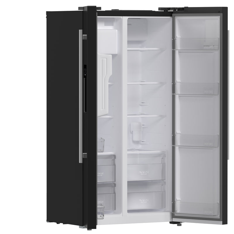 Forno Espresso Salerno 36" Freestanding Side-by-Side Refrigerator in Black, Ice & Water Dispenser, with Stainless Steel Handles, FFRBI1844-36BLK