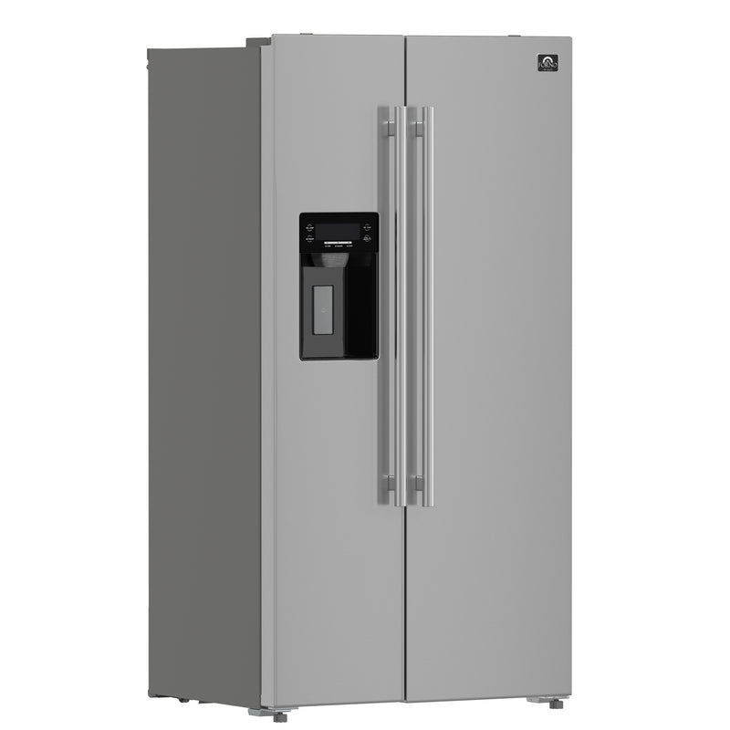 Forno Salerno 36" Freestanding Side-by-Side Refrigerator in Stainless Steel, Ice & Water Dispenser, 20 cu.ft. Capacity, with Stainless Steel Handles, FFRBI1844-36SB