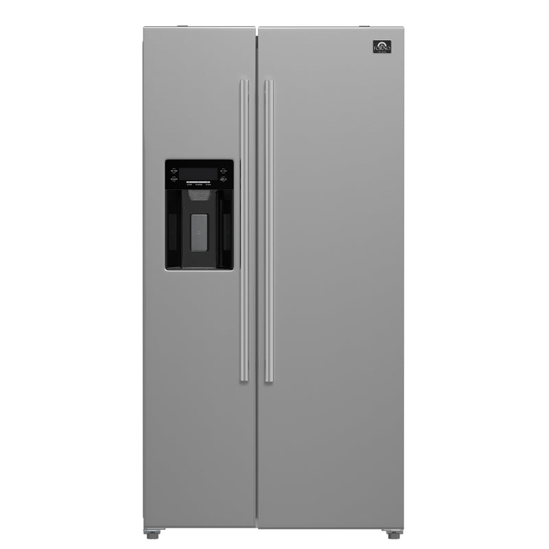 Forno Salerno 36" Freestanding Side-by-Side Refrigerator in Stainless Steel, Ice & Water Dispenser, 20 cu.ft. Capacity, with Stainless Steel Handles, FFRBI1844-36SB