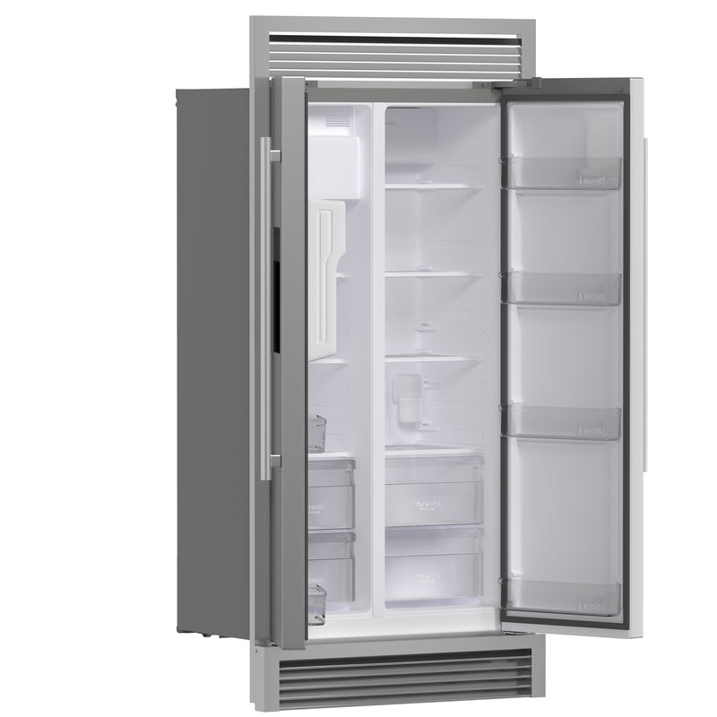 Forno Salerno 36" Side-by-Side Refrigerator in Stainless Steel, 20 cu.ft Capacity, Ice & Water Dispenser, FFRBI1844-40SG
