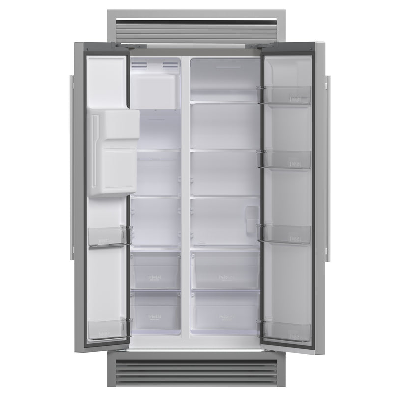Forno Salerno 36" Side-by-Side Refrigerator in Stainless Steel, 20 cu.ft Capacity, Ice & Water Dispenser, FFRBI1844-40SG