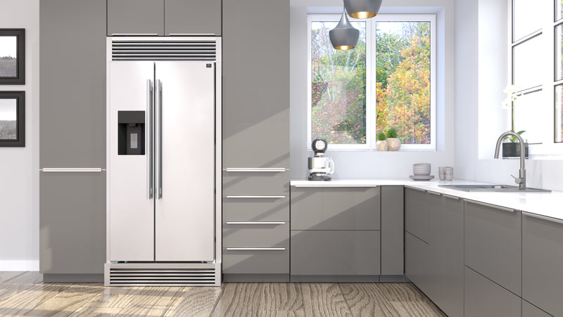 Forno Salerno 36" Side-by-Side Refrigerator in Stainless Steel, 20 cu.ft Capacity, Ice & Water Dispenser, FFRBI1844-40SG