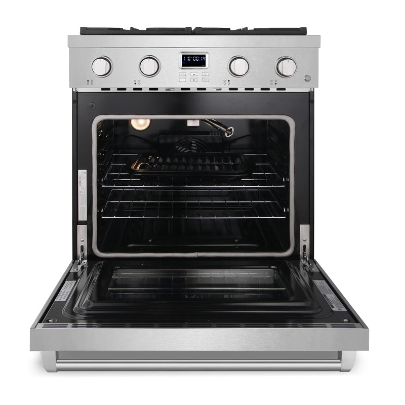Cosmo 30" Lumin Collection 4.8 cu. ft. Freestanding Gas Range in Stainless Steel, Convection Oven, 4 Sealed Burners, COS-GRC304KB
