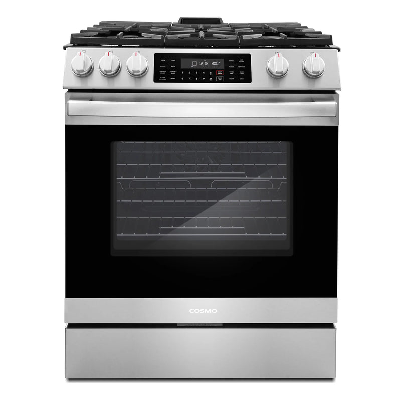 Cosmo 30" Lumin Collection 6.1 cu. ft. Freestanding Gas Range in Stainless Steel, Air Fry, Convection, COS-GRC305KTD