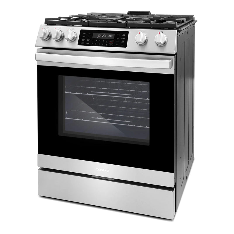 Cosmo 30" Lumin Collection 6.1 cu. ft. Freestanding Gas Range in Stainless Steel, Air Fry, Convection, COS-GRC305KTD