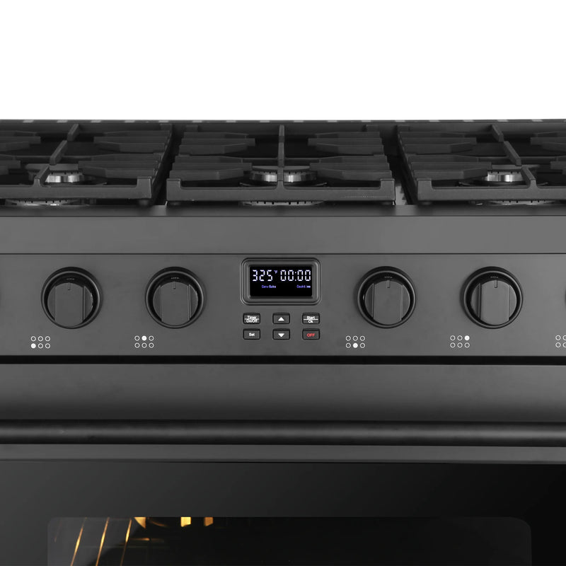Cosmo 36" Lumin Collection 6.0 cu. ft. Freestanding Gas Range in Matte Black, Convection Oven, 6 Sealed Burners, COS-GRC366KB-BK
