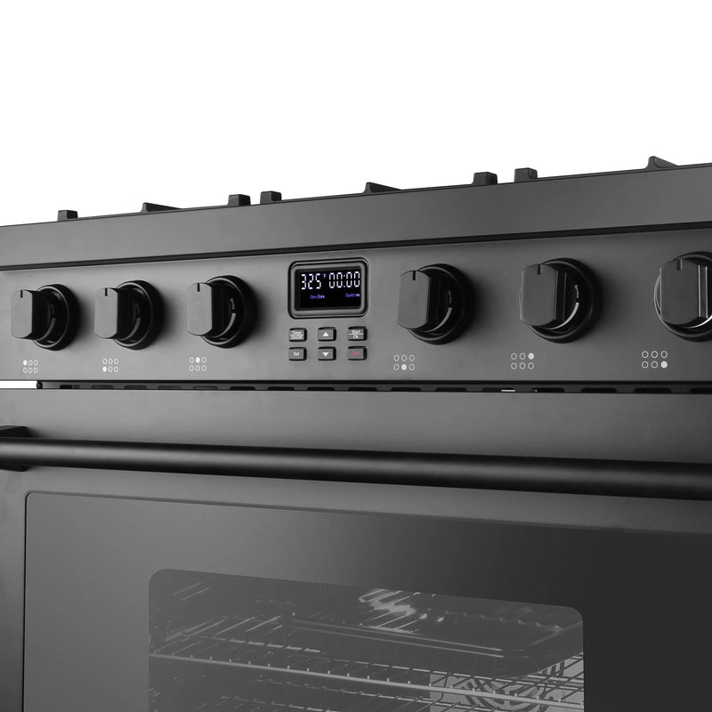 Cosmo 36" Lumin Collection 6.0 cu. ft. Freestanding Gas Range in Matte Black, Convection Oven, 6 Sealed Burners, COS-GRC366KB-BK