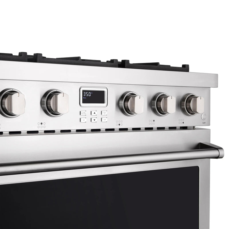 Cosmo 36" Lumin Collection 6.0 cu. ft. Freestanding Gas Range in Stainless Steel, Convection Oven, 6 Sealed Burners, COS-GRC366KB