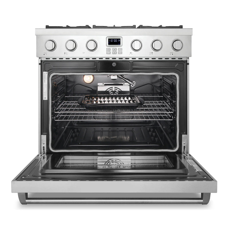 Cosmo 36" Lumin Collection 6.0 cu. ft. Freestanding Gas Range in Stainless Steel, Convection Oven, 6 Sealed Burners, COS-GRC366KB