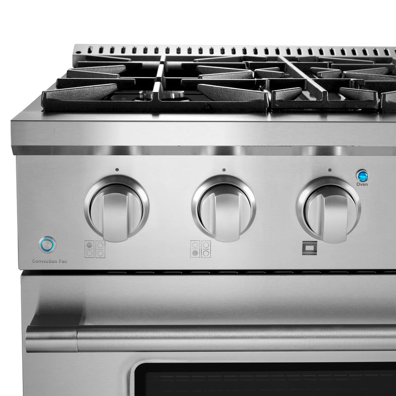 Cosmo 30" Vista Collection 3.5 cu. ft. Freestanding Gas Range in Stainless Steel, Convection Oven, 4 Sealed Burners, COS-GRP304