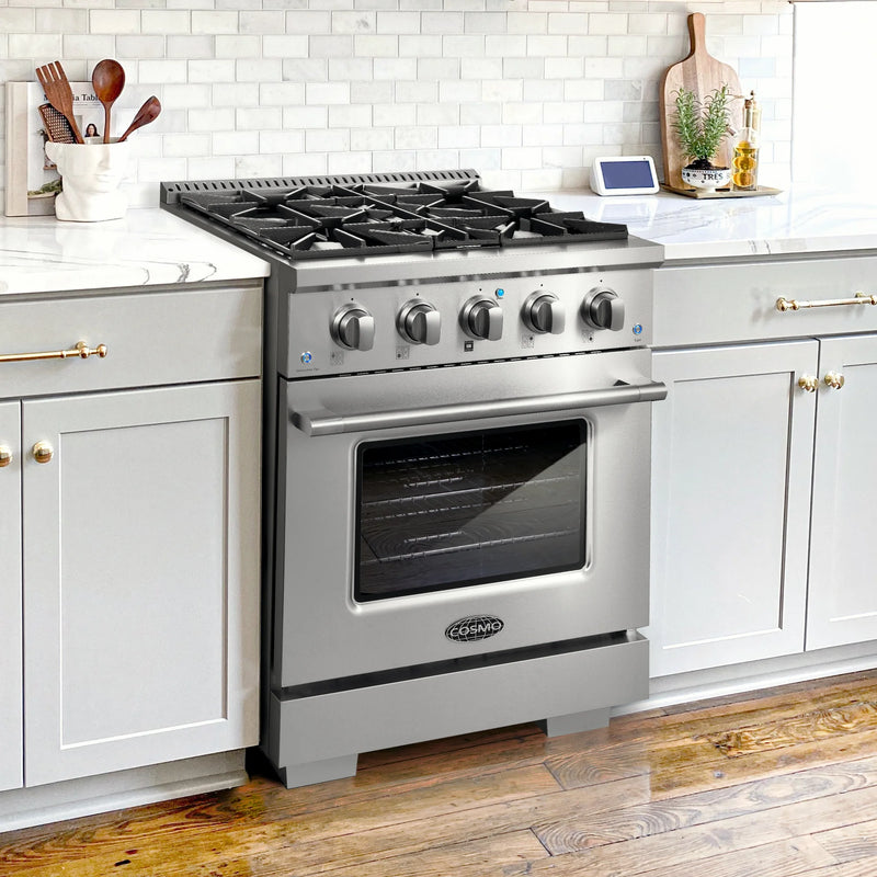 Cosmo 30" Vista Collection 3.5 cu. ft. Freestanding Gas Range in Stainless Steel, Convection Oven, 4 Sealed Burners, COS-GRP304