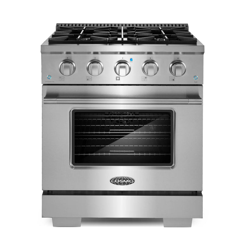 Cosmo 30" Vista Collection 3.5 cu. ft. Freestanding Gas Range in Stainless Steel, Convection Oven, 4 Sealed Burners, COS-GRP304