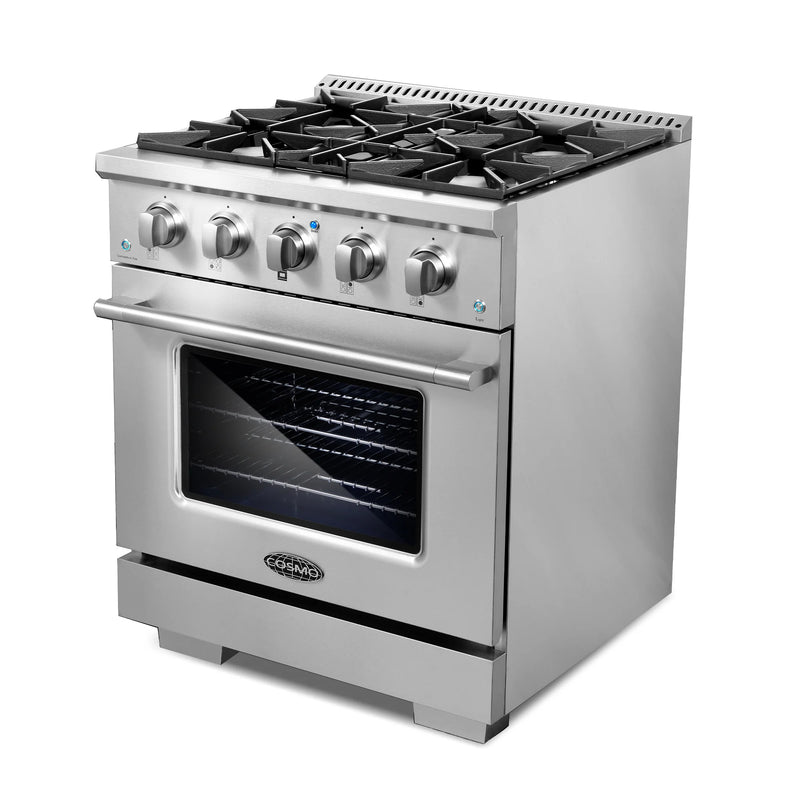 Cosmo 30" Vista Collection 3.5 cu. ft. Freestanding Gas Range in Stainless Steel, Convection Oven, 4 Sealed Burners, COS-GRP304