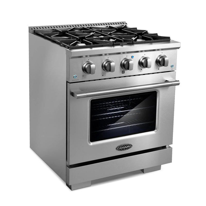 Cosmo 30" Vista Collection 3.5 cu. ft. Freestanding Gas Range in Stainless Steel, Convection Oven, 4 Sealed Burners, COS-GRP304