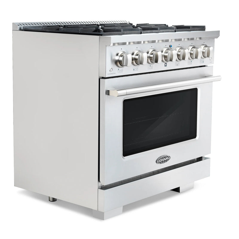 Cosmo 36" Vista Collection 4.5 cu. ft. Freestanding Gas Range in Stainless Steel, Convection Oven, 6 Sealed Burners, COS-GRP366