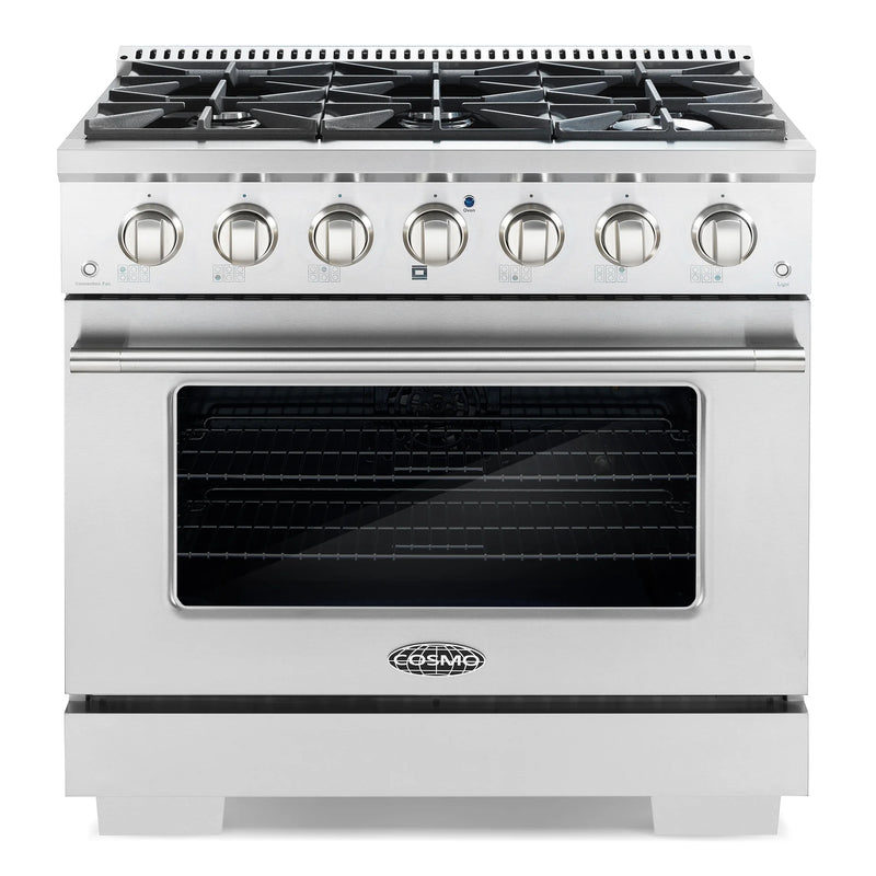Cosmo 36" Vista Collection 4.5 cu. ft. Freestanding Gas Range in Stainless Steel, Convection Oven, 6 Sealed Burners, COS-GRP366