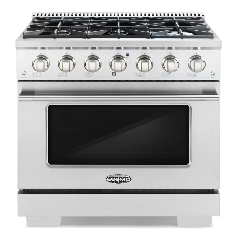 Cosmo 36" Vista Collection 4.5 cu. ft. Freestanding Gas Range in Stainless Steel, Convection Oven, 6 Sealed Burners, COS-GRP366