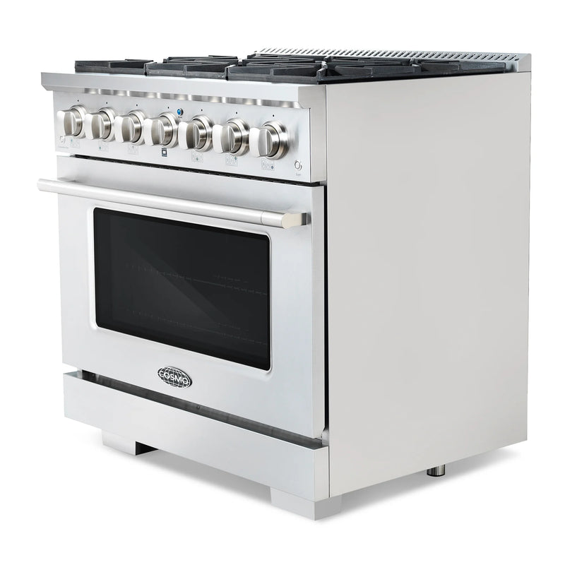 Cosmo 36" Vista Collection 4.5 cu. ft. Freestanding Gas Range in Stainless Steel, Convection Oven, 6 Sealed Burners, COS-GRP366