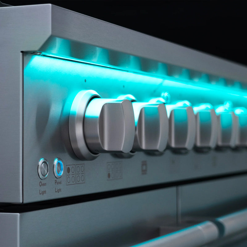 Cosmo 48" Vista Collection 5.5 cu. ft. Freestanding Double Oven Gas Range in Stainless Steel, 8 Sealed Burners, LED Panel, COS-GRP486G