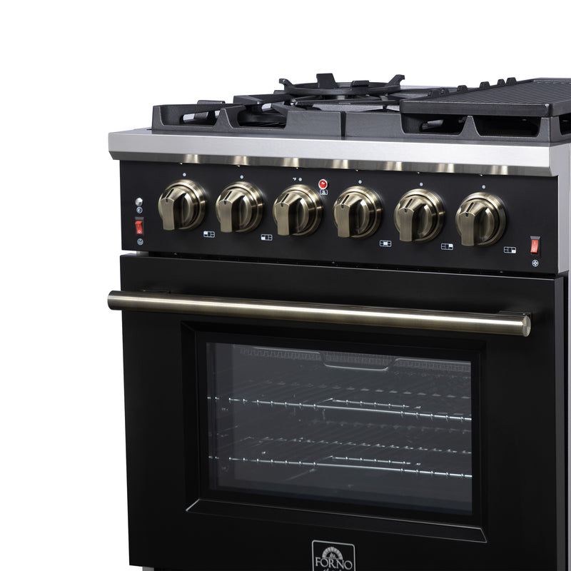 Forno Massimo 30" Freestanding Gas Range in Black, 5 Sealed Burners, Air Fry, True Convection, FFSGS6239-30BLK