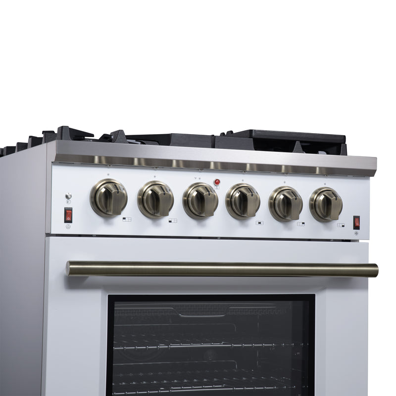 Forno Massimo 30" Freestanding Gas Range in White, 5 Sealed Burners, Air Fry, True Convection, FFSGS6239-30WHT