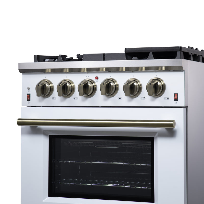 Forno Massimo 30" Freestanding Gas Range in White, 5 Sealed Burners, Air Fry, True Convection, FFSGS6239-30WHT