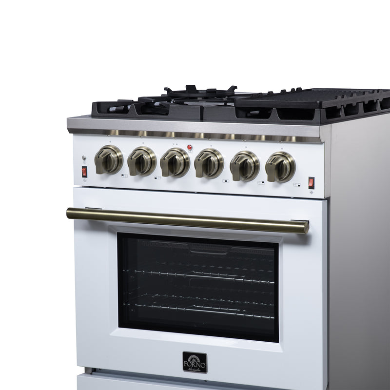 Forno Massimo 30" Freestanding Gas Range in White, 5 Sealed Burners, Air Fry, True Convection, FFSGS6239-30WHT