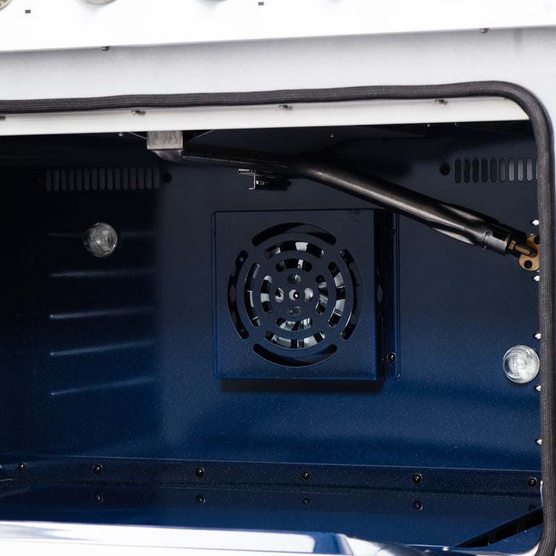 Forno Massimo 36" Freestanding Gas Range in White, 6 Burners, Air Fry, Convection Fan, with Antique Brass Handles, FFSGS6239-36WHT