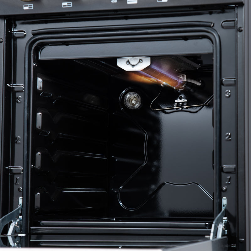 Forno Lamazze 20" Freestanding Gas Range in Black, 4 Sealed Burners, Cast-Iron Grates, with Antique Brass Handles, FFSGS6265-20BLK