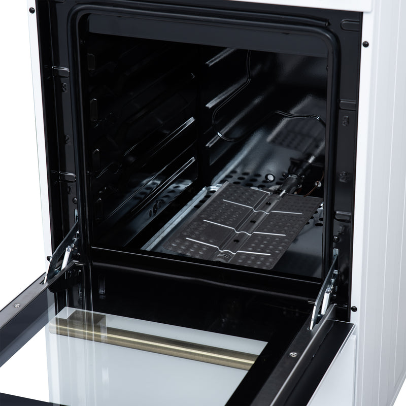 Forno Lamazze 20" Freestanding Gas Range in White, 4 Sealed Burners, Cast-Iron Grates, with Antique Brass Handles, FFSGS6265-20WHT